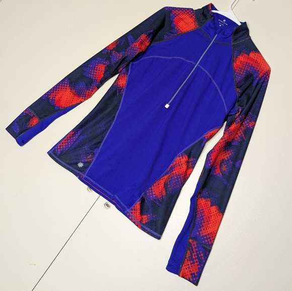 Athleta Women's Running Wild Red Purple Shirt Half‎ Zip Long Sleeve Pullover - Picture 2 of 6